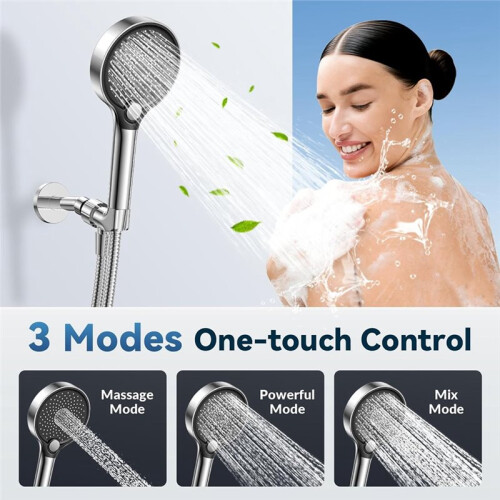 High Pressure Filtered Shower  with Handheld, 3 Modes, Chrome Finish