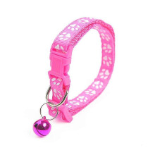 (color05) Cute Paw Print Adjustable Bell Pet Collar Cat Small Dog Kitten Puppy Colourful