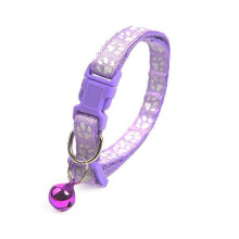 (color10) Cute Paw Print Adjustable Bell Pet Collar Cat Small Dog Kitten Puppy Colourful