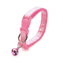 (color03) Cute Paw Print Adjustable Bell Pet Collar Cat Small Dog Kitten Puppy Colourful