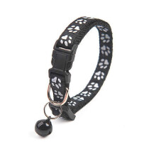 (color02) Cute Paw Print Adjustable Bell Pet Collar Cat Small Dog Kitten Puppy Colourful