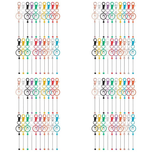 80pcs Beadable Keychains Bars,Diy Multicolor Blank Beadable Keychains-Keychain Bars for Beaded Keychain Making Kit