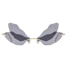 (A01) Butterfly Sunglasses Rimless Dragonfly Wing Sunglasses Women Vintage Clear Ocean Lens Eyewear Men Pink Sun Glasses Shades