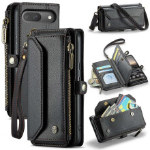 (Black, Black) For Google Pixel 10 Pro Google Pixel 10 Leather Case CASEME C36 Zipper 10 Card Slots Phone Cover wit