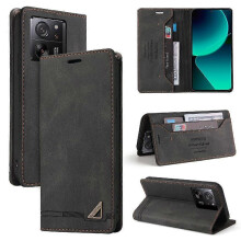 (black) Flip Case for Xiaomi 13T 5G/13T Pro 5G/13T Pro 5G Vintage PU Leather Wallet Cover RFID Blocking Card Holder Kickstand