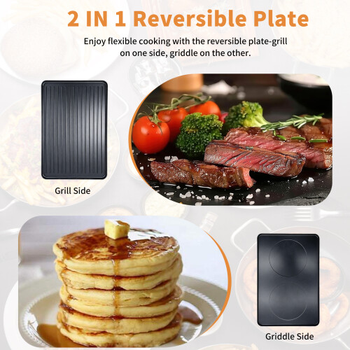 Mini Commercial Electric Table Grill, Multi-Task Non-Stick Griddle for Catering 2