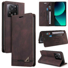 (brown) Flip Case for Xiaomi 13T 5G/13T Pro 5G/13T Pro 5G Vintage PU Leather Wallet Cover RFID Blocking Card Holder Kickstand