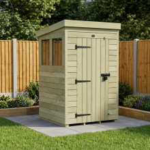 4 x 4 Pent Shed (Single Door, With Windows)