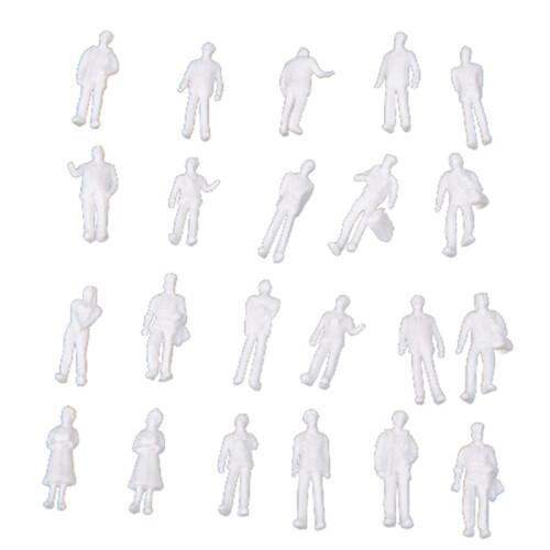 1000Pcs HO Scale 1:100 White Model People Unpainted Train Figures 2