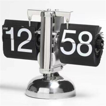 European Creative Flip Down Page Desk Clocks Retro Flip Table Clock Stainless Steel Mechanical Automatic Flip Clock Home Decor