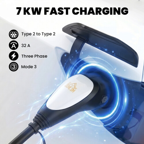Homcom HOMCOM Type 2 EV Charging Cable, 7kW, 32A, Mode 3, 1-Phase, 10m 2