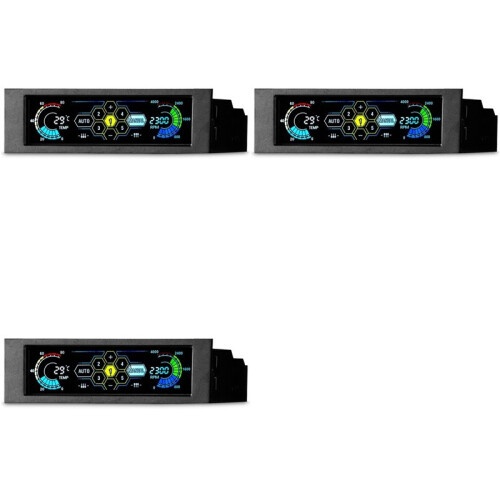 3pcs 5.25in Touchscreen LCD 5 Way Fan Speed Controller Computer Cooling Temperature Controller