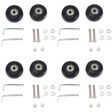 50X24Mm Set med 8 Bagageväska Ersättningshjul, PU Svängbara Länkhjul Kolstållager Reparationssatser
