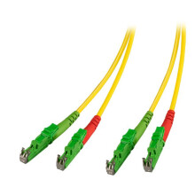 LWL-2-Faser-Patchk. 1.0mtr.E2000(APC8Grad)-E2000(APC8Grad), 9/125um, OS2, G657A, AD=3mm, Schrägschliff