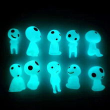 (Blue light) 10Pcs Luminous Tree Elves Spirit Princess Figure Ornament Mini Glow In Dark Micro Landscape Statue Miniature Elf Tree Doll