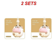 (fan B 2pcs) Cartoon Animal Small Fan USB Rechargeable Three Speed Wind Mini Portable Gift Student Office Carry-on Desktop Leadless Neck