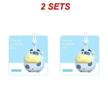 (fan C 2pcs) Cartoon Animal Small Fan USB Rechargeable Three Speed Wind Mini Portable Gift Student Office Carry-on Desktop Leadless Neck