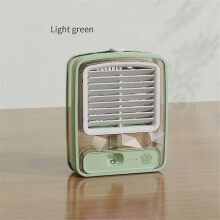 (light green) Portable Mini Fan Air Conditioner Humidifier Cooling Fan USB Rechargeable NEW