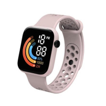 (pink) Sport Digital Watch Women Men Square LED Watch Silicone Electronic Watch Women's Watches Clock Digital
