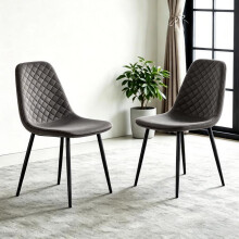 (Grey, 2PCS Dining Chair) 2/4PCS Velvet Dining Chairs Breakfast Metal Legs