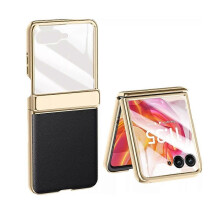 (Black, motorazr50ultra) For Motorola Moto Razr+ 2024/Razr Plus 2024 Case With Hinges Protection PU Cover