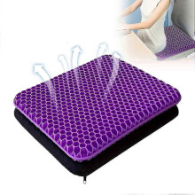 Orthopaedic Gel Seat Cushion for Home & Office Use - Sciatica & Tailbone Pain Relief Honeycomb Coccyx Cushion with Removable Cloth Cover