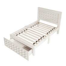 (White, 90x200cm) Lit enfant avec tiroirs et rangement sous lit