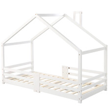 (White) Lit enfant maison avec barrière de sécurité