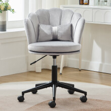 (Gray) Chaise de bureau pivotante avec hauteur réglable, dossier et coussin