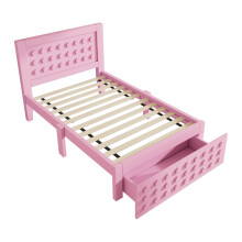 (Pink, 90x200cm) Lit enfant avec tiroirs et rangement sous lit