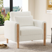 (White) Fauteuil avec accoudoirs, coussin épais et structure renforcée