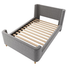(Grey) Lit enfant forme traîneau avec design décoratif