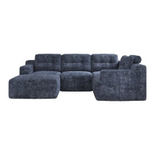 (Blue) Canapé modulaire configuration L ou U avec mousse intégrale sans cadre