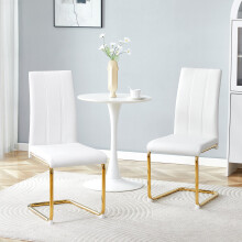 (White,Gold) Chaise avec assise ergonomique et pieds dorés