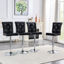 (Black,Silver) Lot de 4 chaises avec assise rembourrée
