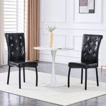 (Black) Lot de 2 chaises avec assise rembourrée et pieds chromés