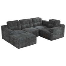 (Gray) Canapé modulaire configuration L ou U avec mousse intégrale sans cadre