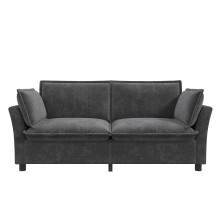 (Gray, 155x81x87cm) Canapé 3 places avec coussins et structure renforcée