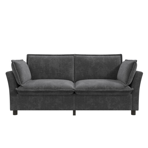 (Gray, 155x81x87cm) Canapé 3 places avec coussins et structure renforcée