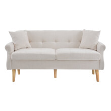 (Beige) Canapé 2 places avec coussins épais et design moderne