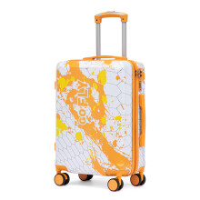 (Orange) Valise cabine à roulettes spinner avec cadenas à code et motif imprimé