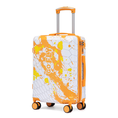 (Orange) Valise cabine à roulettes spinner avec cadenas à code et motif imprimé