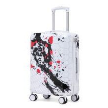 (Black) Valise cabine à roulettes spinner avec cadenas à code et motif imprimé