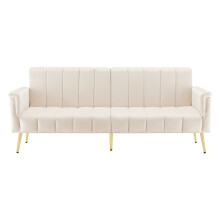 (Beige) Canapé-lit pliable avec fonction couchage et pieds auxiliaires