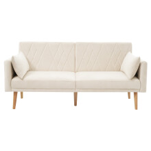(Beige) Canapé 2 places convertible avec fonction couchage