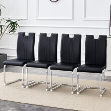 (Black,Silver) Lot de 2 chaises avec dossier incurvé et patins antidérapants