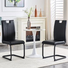 (Black) Lot de 2 chaises avec dossier incurvé et patins antidérapants