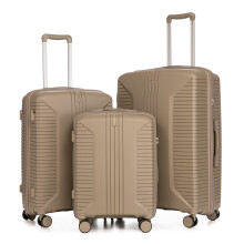(Champagne) Set de 3 valises Ă roulettes avec cadenas Ă code et crochets de suspension