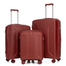 (Red) Set de 3 valises Ă roulettes avec cadenas Ă code et crochets de suspension