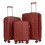 (Red) Set de 3 valises à roulettes avec cadenas à code et crochets de suspension 1